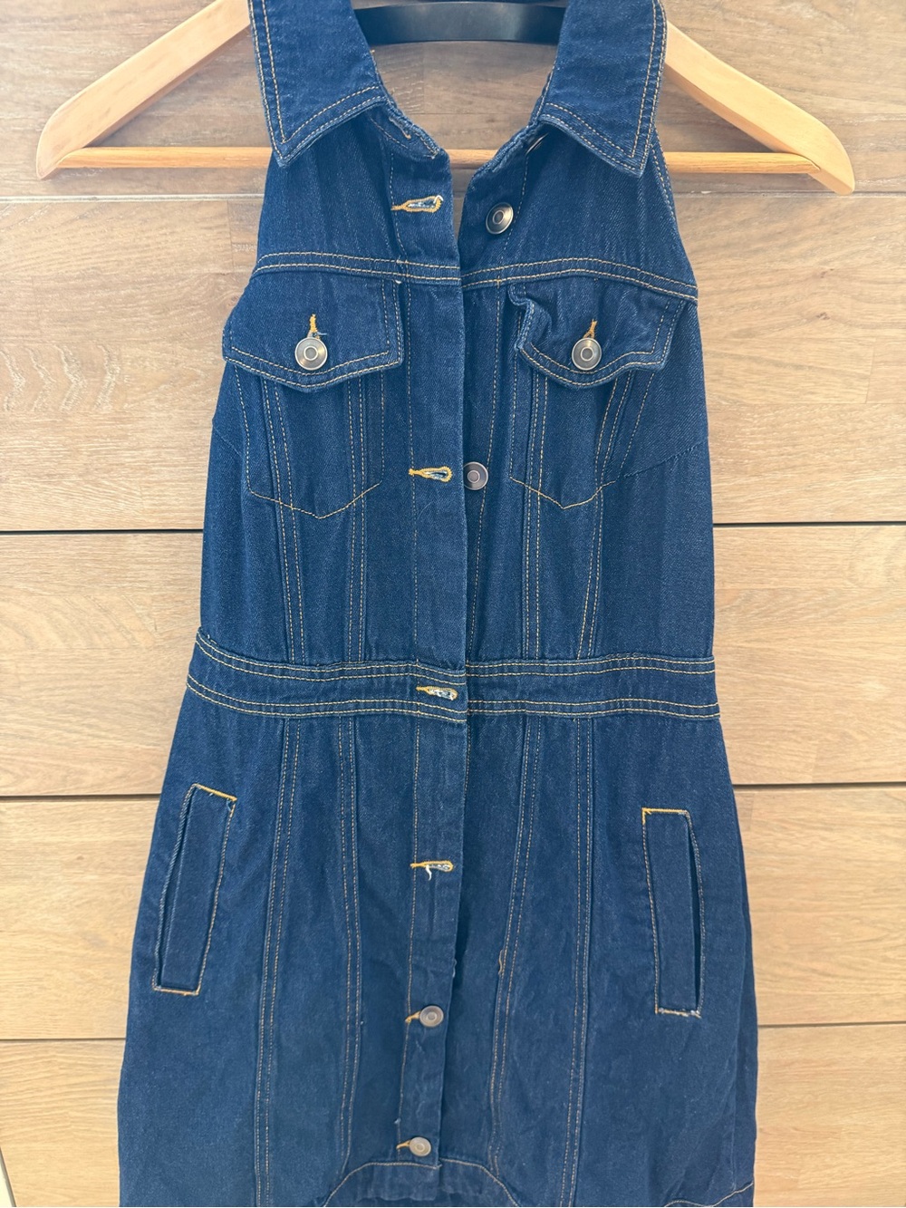 Dark Blue Denim Button-Front Dress, Future Collective Sleeveless
